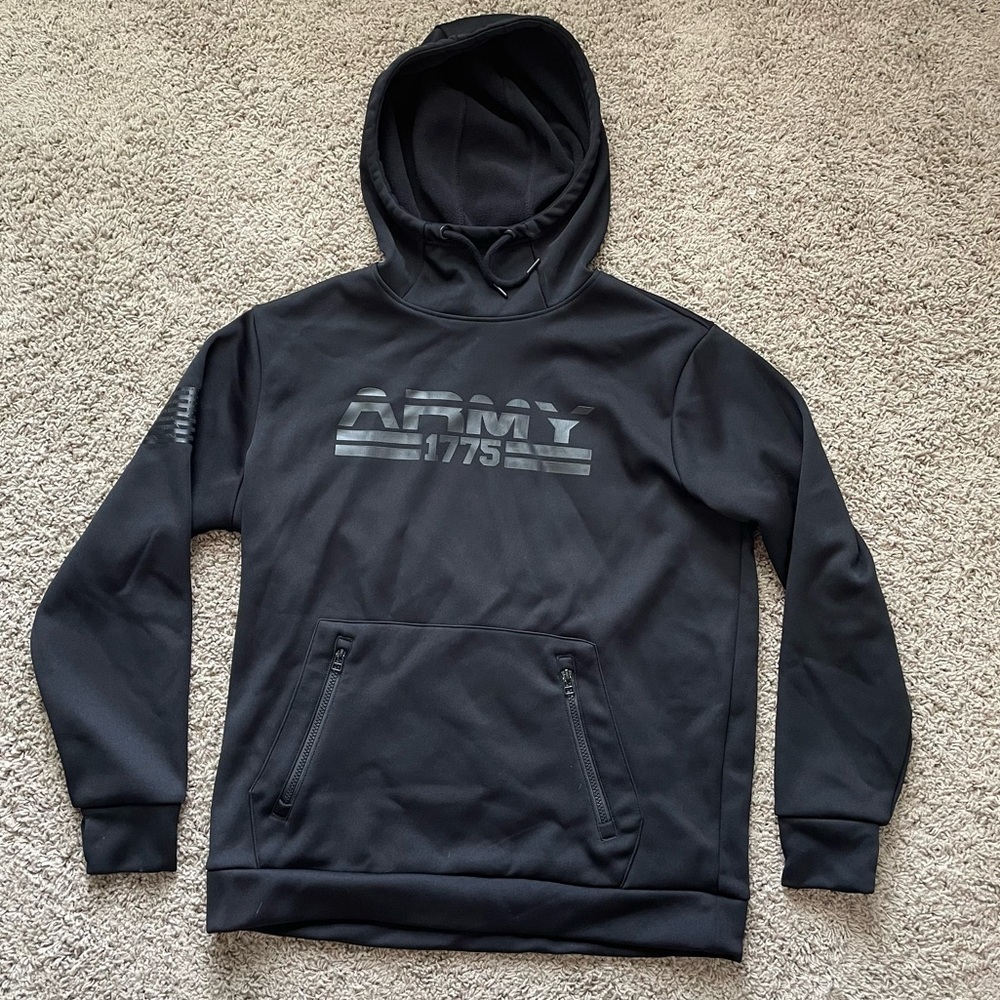 ARMY 1775 Polar Fleece Hoodie Black Size M military combat USA flag